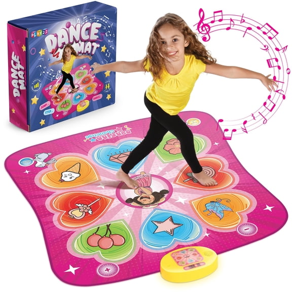 Play22 Dance Mat for Kids - Best Birthday Gifts for Girls & Boys Electronic Dance Game Toy for Kids, Adjustable Volume, 5 Levels - Dance Pad with LED Lights & Built-in Music for Ages 3-12 Year