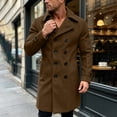 thumbnail image 2 of KeShDi Trench Coat for Men Double Breasted Lapel Long Sleeve Jacket Brown S, 2 of 7