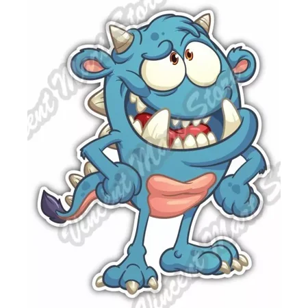 DOPASTICKER Cute Blue Monster Kids Cartoon Gift Idea Car Sticker Decal Phone Decal Water Bottle Stickers Cars Stickers Water Bottle Stickers For Kids
