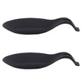 thumbnail image 1 of 2pcs Silicone Spoon Rests Kitchen Utensil Holder Heat Resistance Spoon Rack Spoon Pad for Home Restaurant (Black), 1 of 8