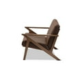 Baxton Studio Bianca Mid-Century Modern Walnut Wood Dark Brown Distressed Faux Leather 3-Seater Sofa