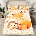 thumbnail image 2 of Castle Fairy Cartoon Fox Hedgehog 4 Pieces Queen Sheet Sets for Preppy Child,Kawaii Jungle Animal Ultra Soft Flat Sheet,Happy Autumn Fall Queen Fitted Sheet,Microfiber Bedroom Decor, 2 of 7