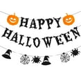 thumbnail image 2 of Decoraciones de pancartas de calabaza de Halloween, pancarta de banderines de guirnalda de feliz Halloween para paredes Puertas Interior Exterior Repisa de la chimenea del hogar, 2 of 5