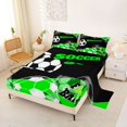 thumbnail image 2 of Manfei Football Games Bed Sheets For Boys,Sport Themd Full Size Sheets,Black Green,4-Piece,1 Flat Sheet,1 Fitted Sheet and 2 Pillowcases, 2 of 7