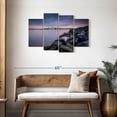 thumbnail image 3 of Elephant Stock Chesapeake Bay Bridge Evening Wall Art - Horizontal Multi Panel Canvas - Living Room Wall Decor - Architecture Multi Panel - Gray And Orange Decor - 43" x 27", 3 of 8