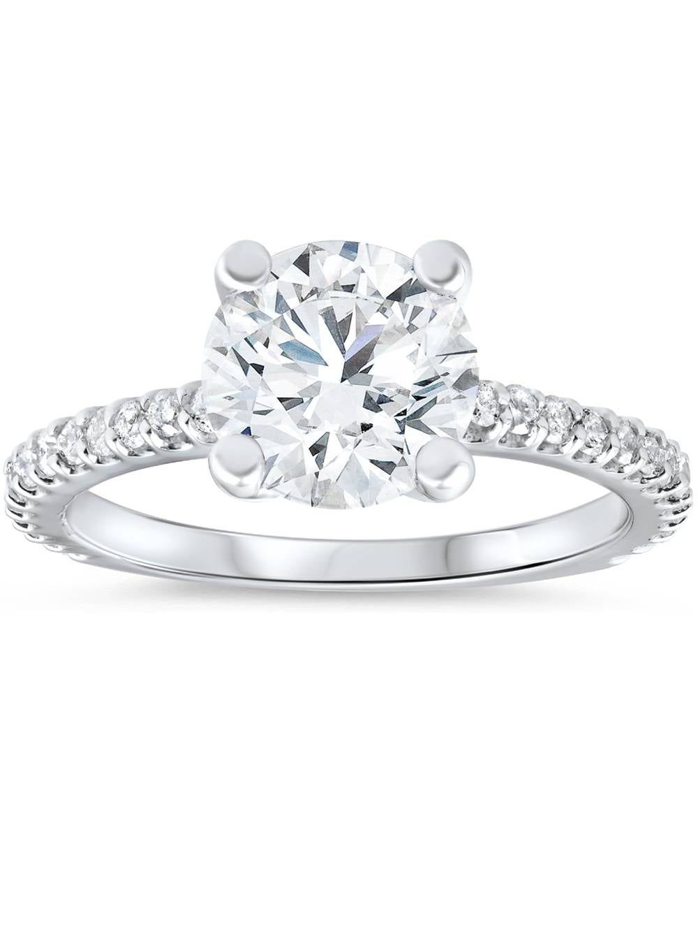 2.50 Ct Round Solitaire Diamond Engagement Wedding Ring 14k White Gold Over 