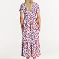 thumbnail image 6 of gljltg Women's Casual Flower Print Tiered Maxi Dress with Pockets, Polyester Spandex Lightweight Breathable Summer Winter, Beach Travel Work Party Outfit, Easy Care Washable, 6 of 6