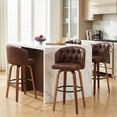thumbnail image 6 of Fahomiss 26" Swivel Counter Height Bar Stools Set of 4, Brown Leather Farmhouse Kitchen Stools, 6 of 10