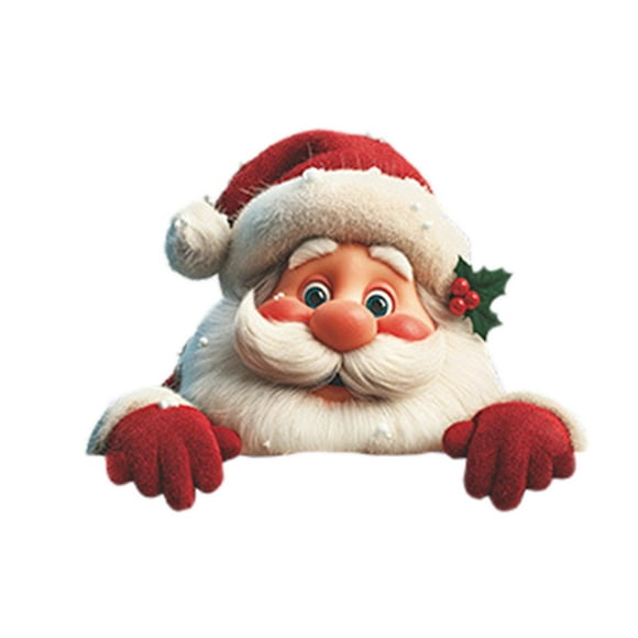 Décor de Salon Autocollants Muraux 3D Père Noël 12 Pouces Imperméables Décalque Mural Père Noël Facile à Appliquer et Enlève Sans Résidus pour Décor de Salon Chambre Décor Mural de Noël Rouge