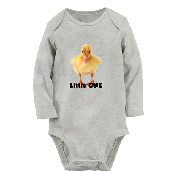 iDzn Little One Funny Rompers, Newborn Baby Unisex Bodysuits, Infant Animal Duck Graphic Jumpsuits, Toddler Kids Long Sleeve Oufits (Gray, 6-12 Months)