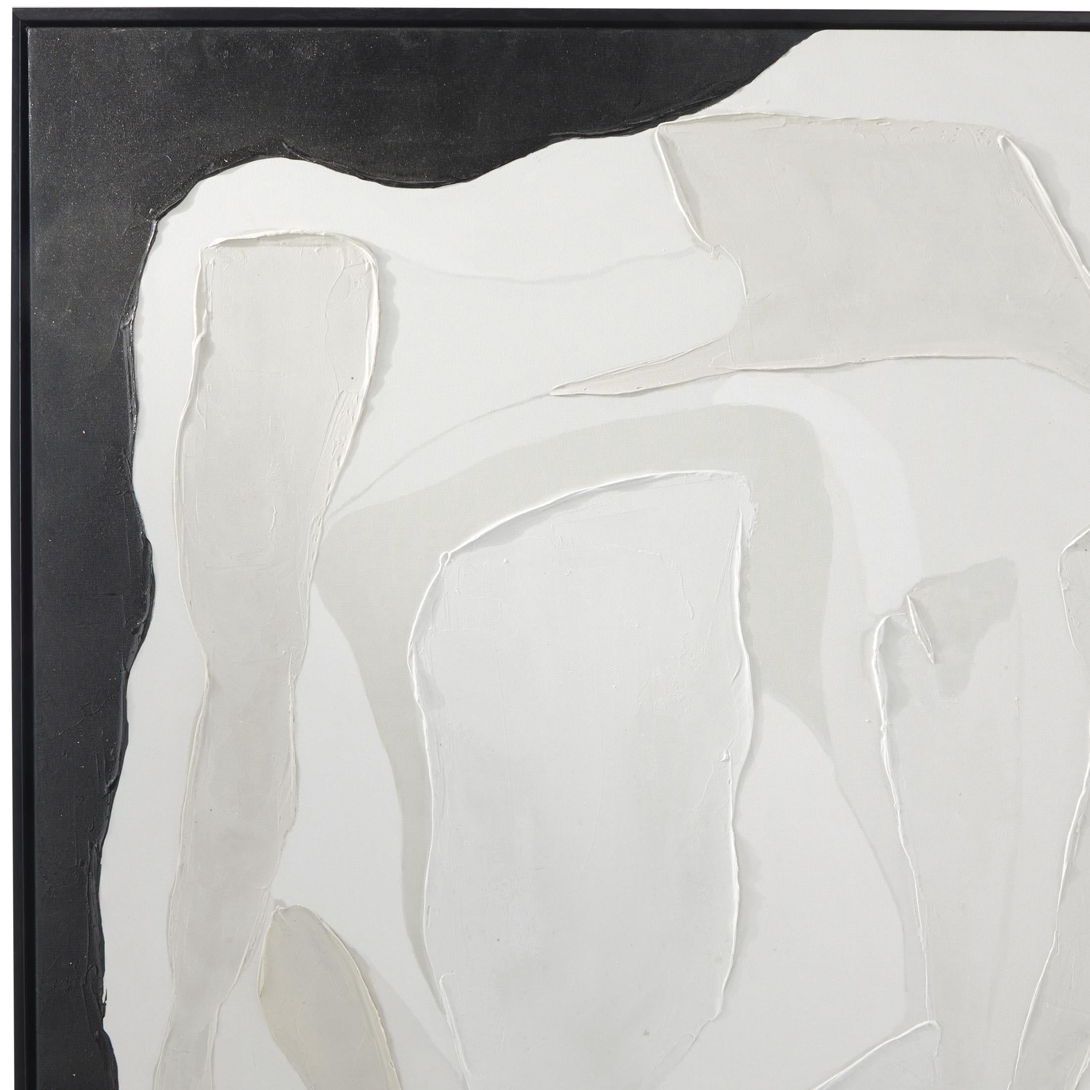 DecMode Contemporary Polystone Black and White Abstract Canvas Framed Wall Art, Set of 2 30"W x 40"H