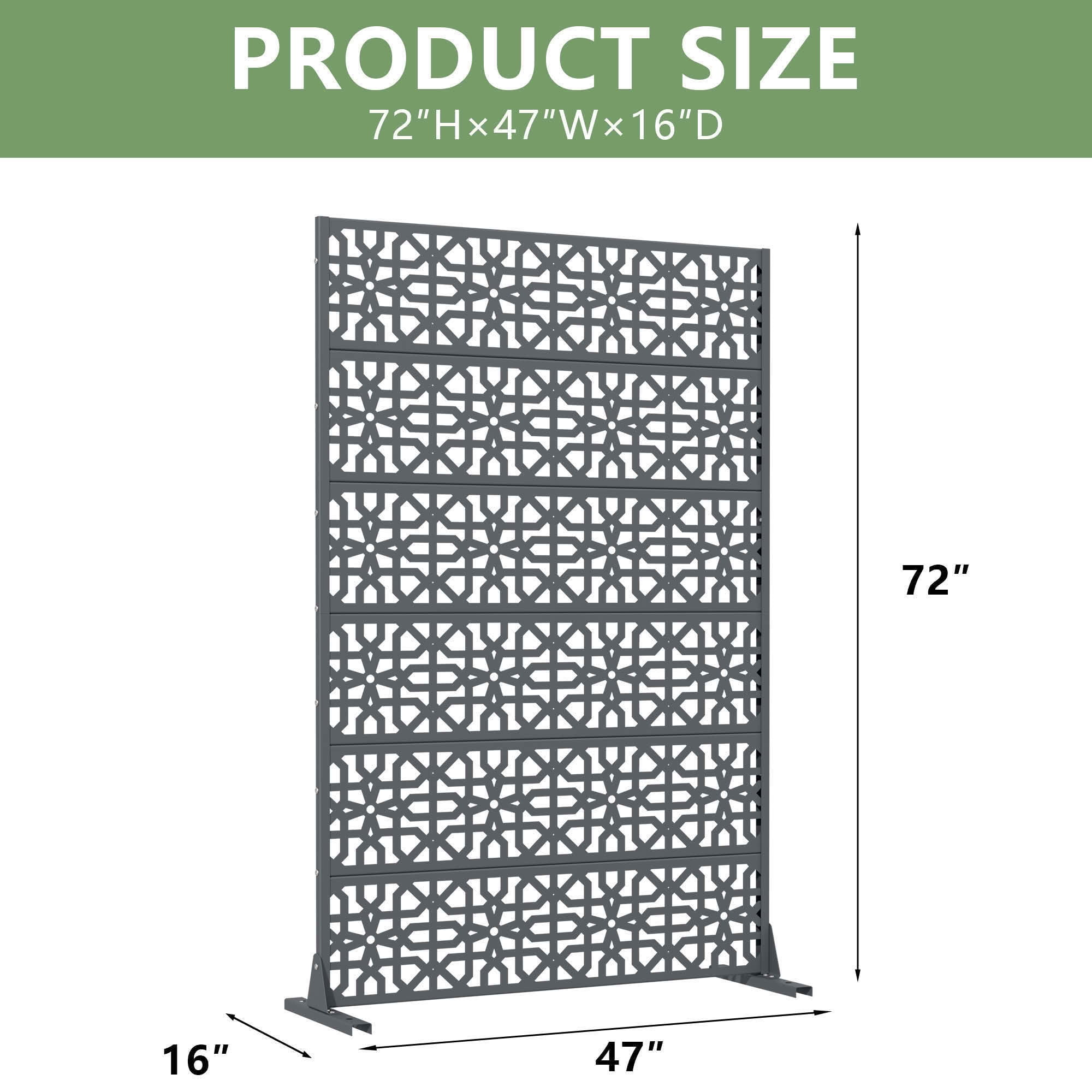 MAYEERTY 72x47 Gray Outdoor Natural Privacy Panel Screen, 6 Piece Set Natural Folding Divider for Backyard and Garden