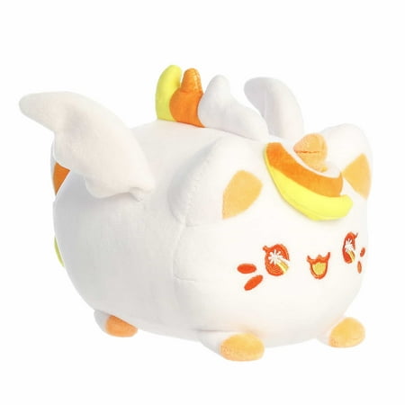 Aurora - Small White Spooky Stuffed Animal - 8 Candy Corn Pegasus Meowchi - Tasty Peach