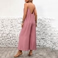 thumbnail image 6 of ClodeEU Women's Sleeveless Spaghetti Strap Wide Leg Jumpsuit,Casual Loose Romper with Pockets Pink,Women's Plus M, 6 of 8