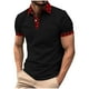 thumbnail image 1 of Mens Manga Corta Botón Abajo Camisas con Bolsillo de Impresión Solapa Cuello Gira Blusa de Suéter, 1 of 5