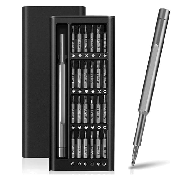 24 In 1 Precision Screwdriver Set With Head & Flathead, Magnetic Small Tool Kit For Fixing Electronics, Laptop, Mobile Phone, Computer, Box, Cell Phone, Eyeglass, Watch Repairing, Black