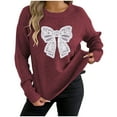 thumbnail image 2 of Karight Women's Casual Crew Neck Sweaters Pullover Embroidery Lace Butterfly Sweater Comfortable Long Sleeve Top, 2 of 6