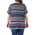 thumbnail image 4 of DARING DIVA Women's Plus V Neck Short Sleeve Multi Color Striped Blouse 1X Rainbow, 4 of 6