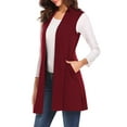 thumbnail image 4 of ZXSXSY Women Solid Color Split Side Waterfall Neck Sleeveless Cardigan with Pockets, 4 of 7