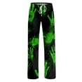 thumbnail image 5 of Womens Halloween Pajama Pants Elastic Waist Drawstring Lounge Sleep Bottoms Relaxed Fit Straight Leg Full Length Comfy Pjs Everyday Home Wear with Adjustable Waist Green XL, 5 of 5