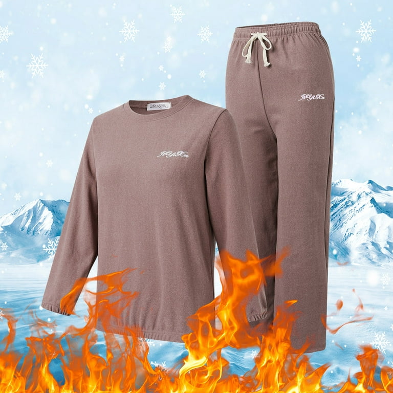 Entyinea Thermal Underwear Women Ultra-Soft Long Johns Set Base Layer  Skiing Winter Warm Top & Bottom,Coffee M 