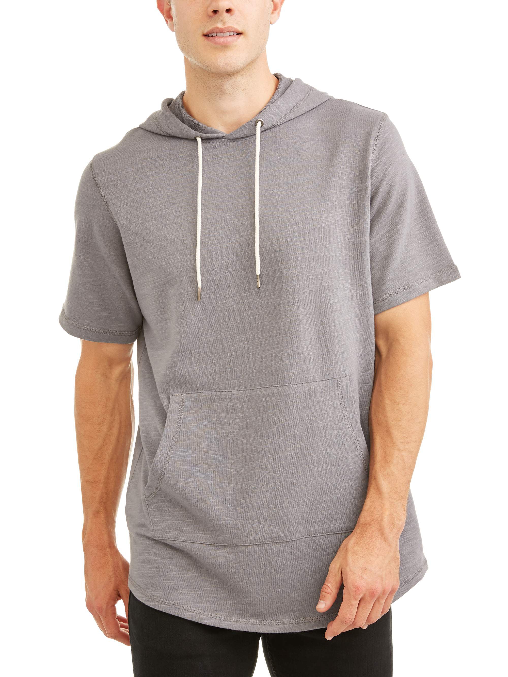 Men's Short Sleeve Elongated Slub Hoodie, Up to Size 3XL - Walmart.com