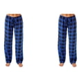 thumbnail image 2 of Guardurnaity Pantalón largo para mujer, reemplazo colorido, transpirable, Flexible, a cuadros, para dormitorio, suelto, para niñas, pantalones Azul oscuro L 2Conjunto, 2 of 6