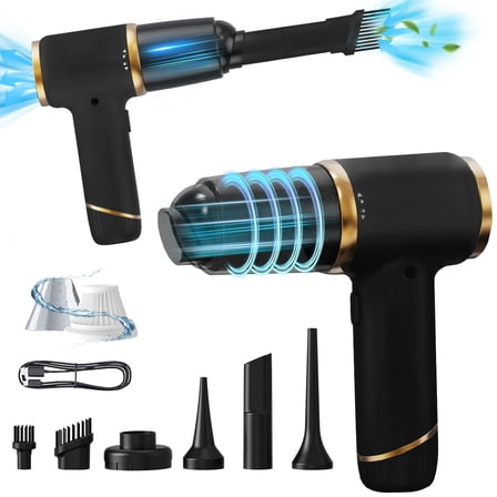 Handheld Vacuum Cleaner 15000PA Car Vacuum, 6 in 1 Portable Cordless Vacuum Cleaner Set, USB Rechargeable. Black