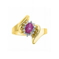 thumbnail image 1 of Rylos Bague de Designer Florale en Or Jaune 14K avec Pierre Précieuse Ovale 6x4 mm et Diamants Étincelants - Bijou Rubis Étoile Pierre de Naissance Taille 8, 1 of 7