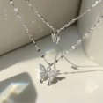 thumbnail image 2 of HOOUN Shiny Butterfly Necklace Ladies Exquisite Double Layer Clavicle Chain Necklace@-Gold-, 2 of 9