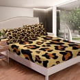 thumbnail image 4 of Retro Brown Leopard Bed Sheets Set King,Cheetah Print Sheet Set ,Wild Animal Skin Texture Sheets,Abstract Art Flat Fitted Sheet with 2 Pillowcases Soft, 4 of 5