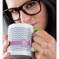 thumbnail image 2 of 3dRose, Letter R monogrammed on grey and white chevron with pink - gray zigzags - personal initial zig zags, 15oz Two-Tone Green Mug, 2 of 7