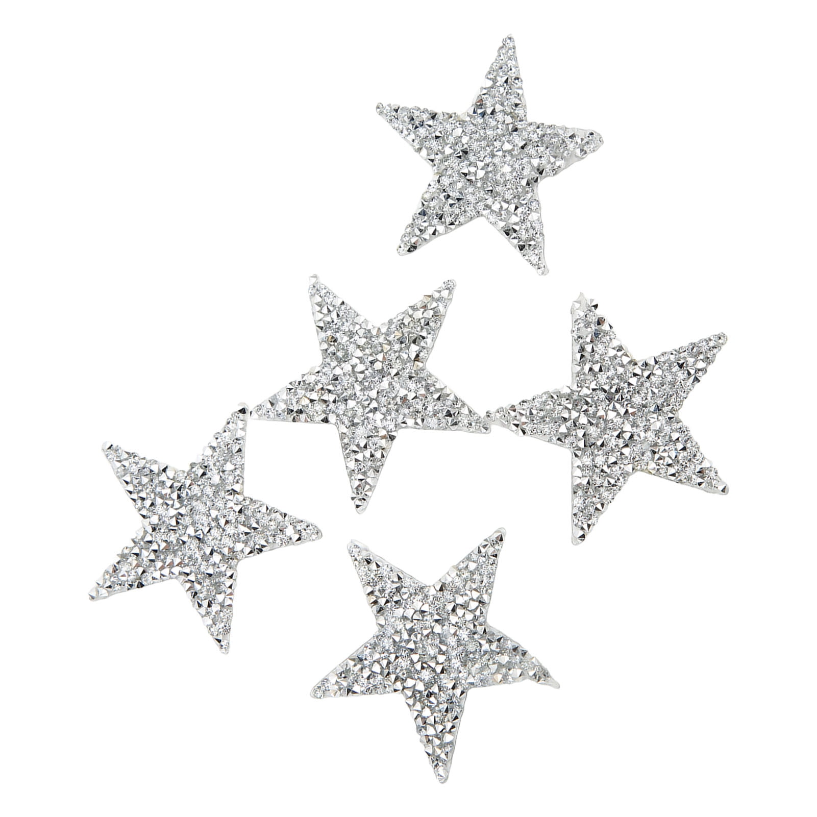 Cloth Patches, Shiny Classic Star Design Silver Resin Stylish Star Iron On Patches 5 Pcs  For Dresses For Hats Bags For T Shirts