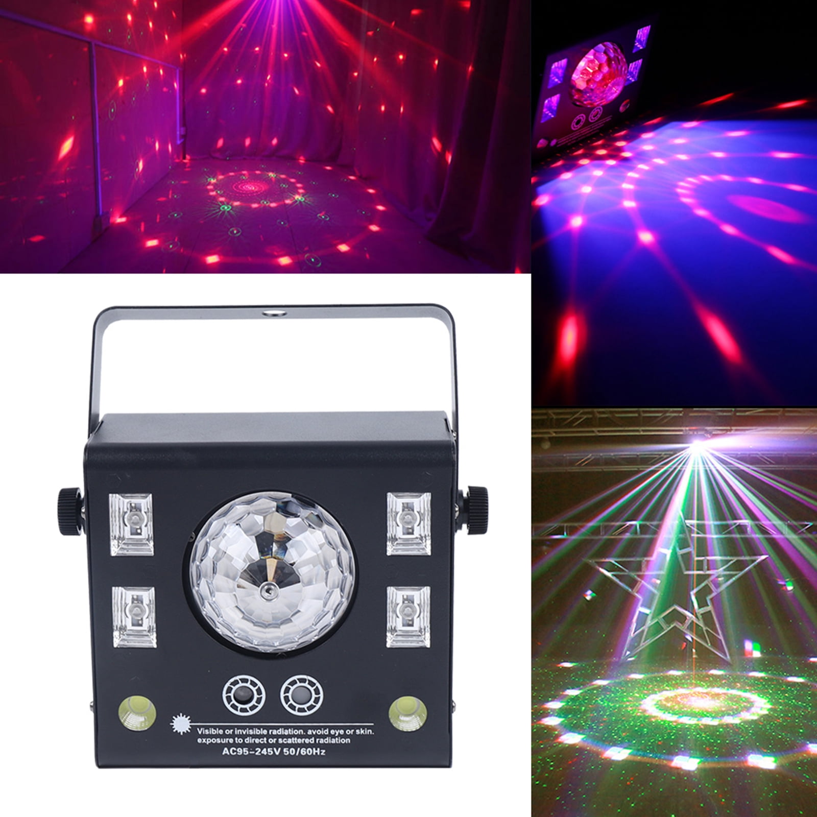 Miumaeov DJ Stage Light LED 4 in 1 Mixed Lighting Effect Strobe Ball Light Fixtures with Remote Comtrol