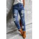 thumbnail image 3 of ABPHQTO Jeans de cintura alta con pierna recta y estampado de margaritas azules para mujer, 3 of 5