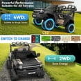thumbnail image 4 of Farmdex 24V Ride on Toys with Remote Control, 2 XL Seater Electric Truck Car for Kids w/ 22'' Large Seat, 4WD/2WD Switchable, Powered Ride on Cars w/ Bluetooth, LED Lights, 3 Speeds, 4 x 200W, Black, 4 of 9
