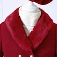 thumbnail image 4 of iEFiEL Baby Girls Warm Woolen Blend Coat Toddlers Furry Collar Long Sleeve Windproof Jacket Outerwear with Hat A Red 7-8, 4 of 7