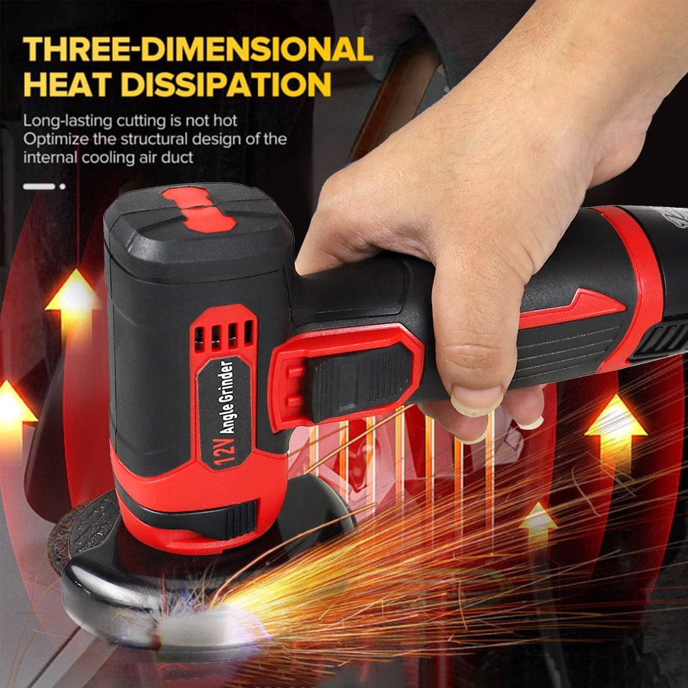 NEWONE Cordless Angle Grinder Kit 12V 19500rpm with 2pcs 1500mAh Battery and 5 Cutting Discs 3 inch Mini Angle Grinder for Cutting Grinding Polishing