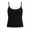thumbnail image 2 of HBYJLZYG Women's Two Tone Layered Tank Top, Cotton Adjustable Strap Cami, Black Mock Layer Summer Tee, Casual Basic Everyday Outfit, 2 of 9