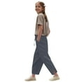thumbnail image 4 of ZACPNCV Pants for Girls Summer Casual Loose Cotton Linen Straight Wide Leg Drawstring Elastic Waist Solid Cropped Pant Gray 13-14 Years, 4 of 7