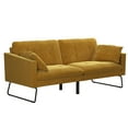thumbnail image 4 of Mr. Kate Neely Futon with Bolster Pillows, Mustard Velvet, 4 of 35