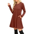 thumbnail image 5 of WIHOLL Long Sleeve Dresses for Women Fall Midi Dresses Elegant Casual Crew Neck Empire Waist Tunic Dress with Pockets, 5 of 11