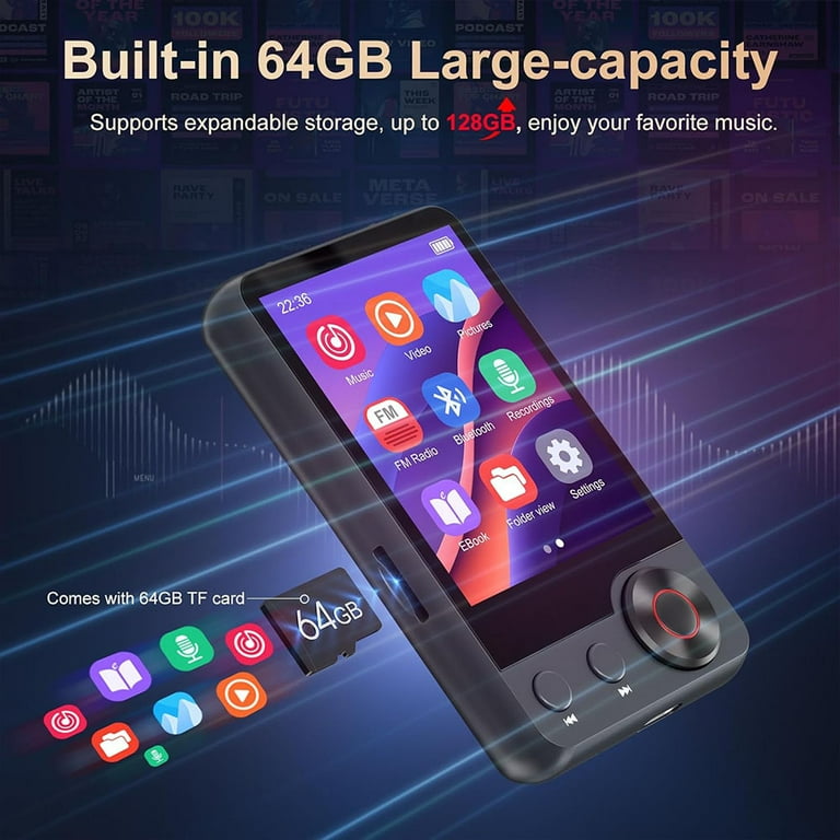 64GB MP3 Player with Bluetooth, Oilsky 2.4