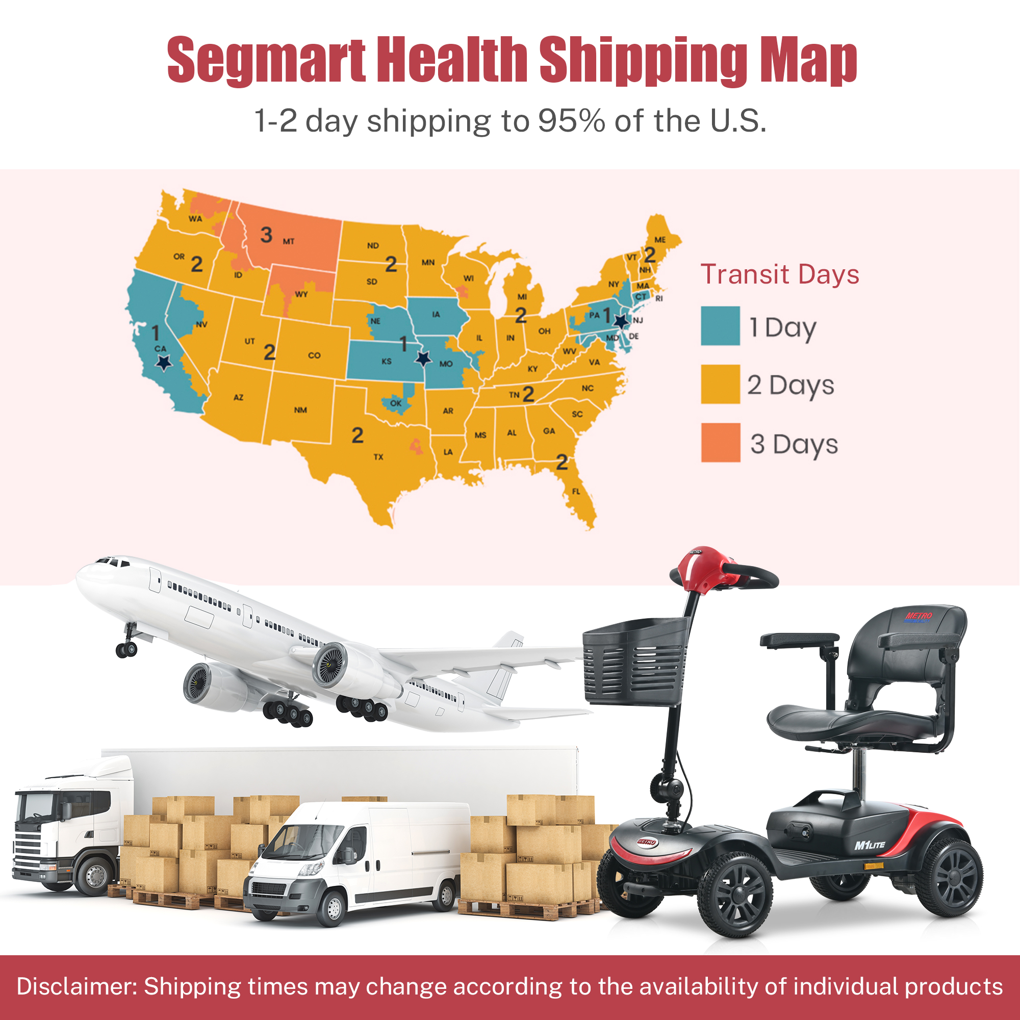 Segmart 4 Wheels Mobility Scooters for Seniors Best Gift,Foldable Wheelchair Device for Adults,Heavy Duty Medical Scooter Up to 20 Miles & 330lb Capacity, Red