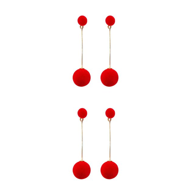 sweethay Pendientes de bola redonda para mujer y niña, aretes colgantes de aleación con aro para la oreja, joyería de moda con personalidad rojo 2piezas sweethay CBP043138