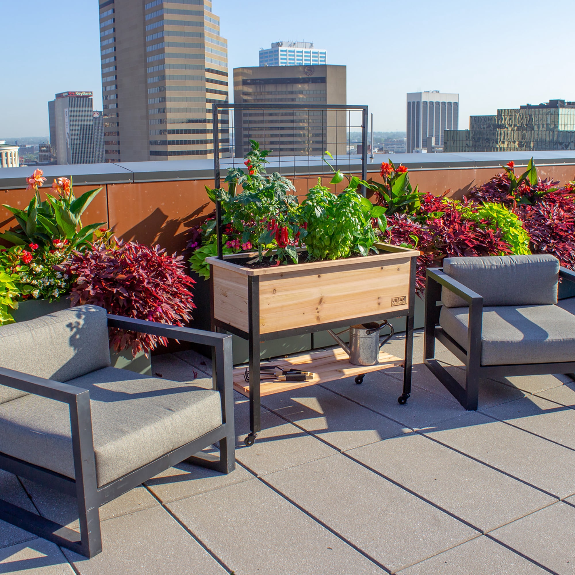 Panacea Cedar Elevated Garden Planter with Trellis, Outdoor Raised Bed Planter
