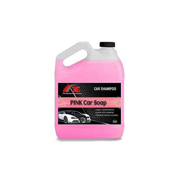 3E Pink Car Soap Highly Concentrated Foaming Car Wash Shampoo, Works with Foam Guns, Foam Cannons or Bucket Washes, Cherry Scented (128 oz)