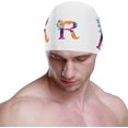 thumbnail image 2 of FYBTO Swimming Cap Retro Flower Alphabet R Tropical Unisex Adult FYBTO Polyester, 2 of 4