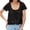 Z-Black280, variant on JIAYUE Women's T-Shirts For Casual And Vacation Wear Short Sleeve Solid Color Scoop Neck With Lace Hollow Out Detail And Bow Tie Design Trendy Female Tops
