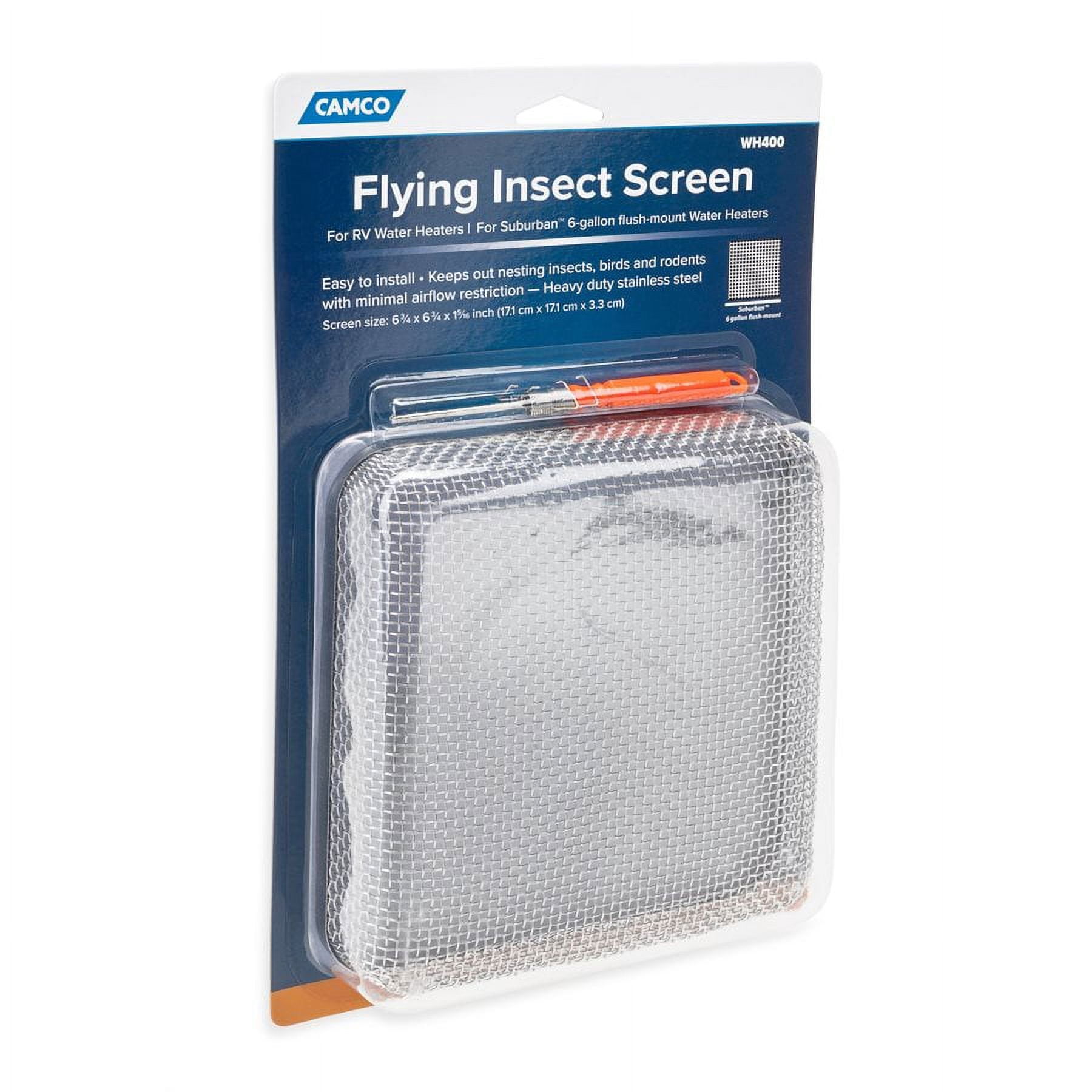 Camco Camper/RV Water Heater Flying Insect Screen | Features a Heavy-Duty Stainless Steel Mesh Cover (42151)
